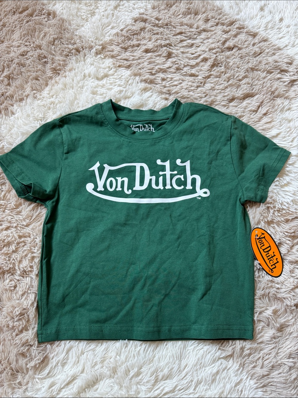 Von Dutch Green Logo Crop Tee